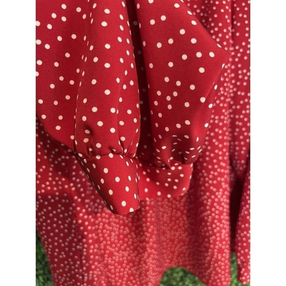 Shein Curve Red Polka Dot Long Sleeved Blouse Size 4XL - Picture 5 of 5